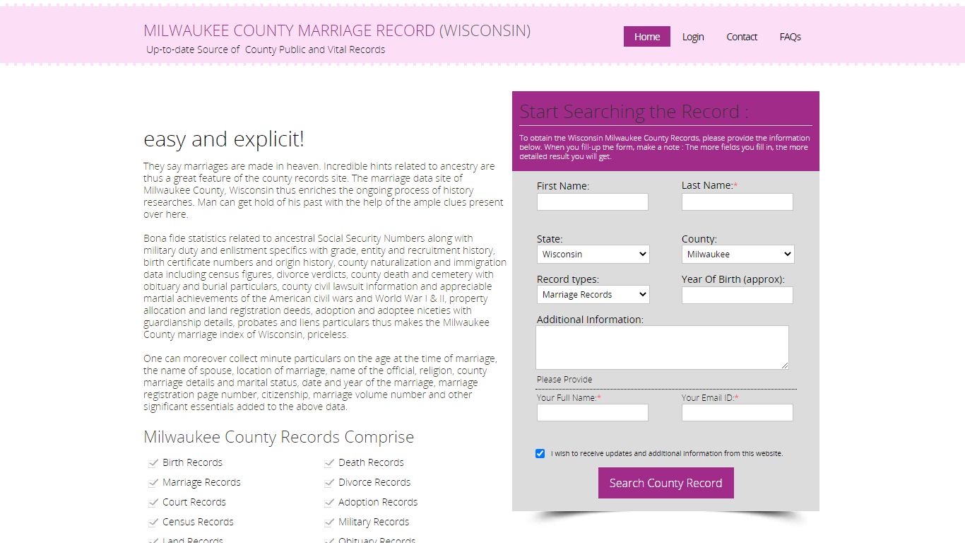 Public Marriage Records - Milwaukee County, Wisconsin